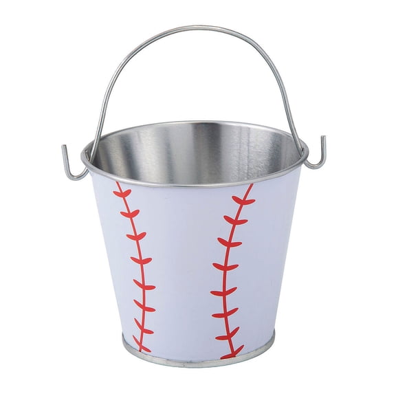 2 3/4" x 3 1/2" Mini Metal Baseball Pails - 12 Pc.