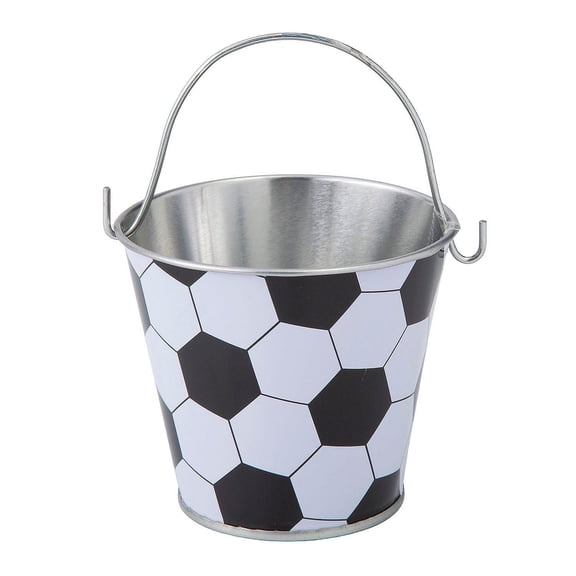 2 3/4" x 3 1/2" Mini Metal Soccer Ball Pails - 12 Pc.