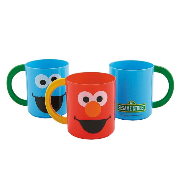 2 3/4" x 3" 8 oz. Sesame Street Elmo & Cookie Monster Plastic Mugs - 12 Pc.