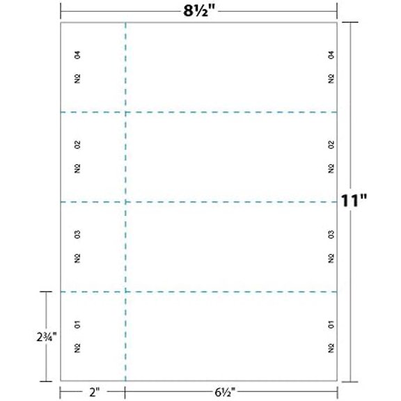 2 3/4 x 8 1/2, Numbered 01-1000 Digital Index Raffle Ticket, White, 1000/Pack$$Office