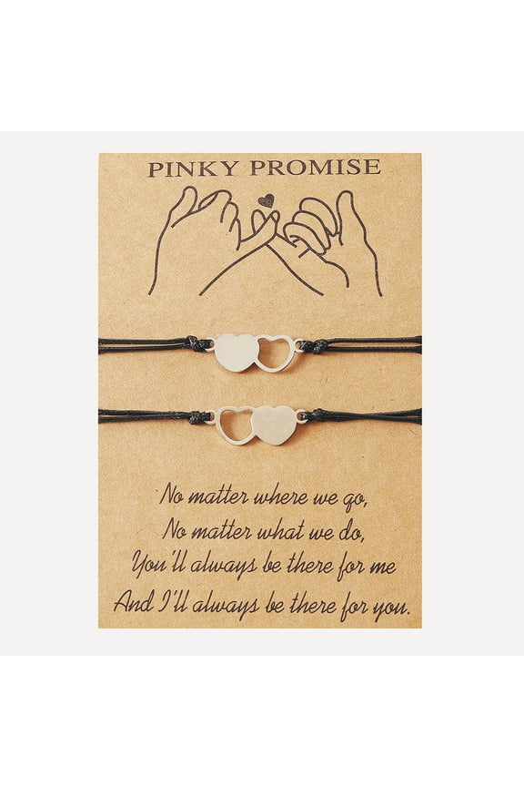 2/3/4Pieces Friendship Bracelets Hollow Heart Matching Wax Line Wristband Jewelry with Card Adjustable Sister