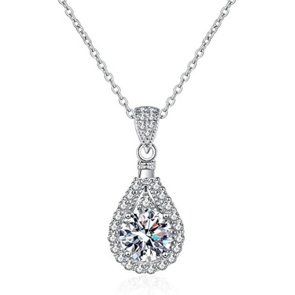 2/3/5 Carat Moissanite Pendant Necklace Women's Diamond Necklace 18K White Gold Lab Diamond Pendants Necklaces for Women Moissanite Necklace Unisex Lab Women's Diamond Necklace