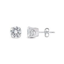 2-3/5 Carat T.G.W. Created White Sapphire 10kt White Gold Solitaire Earrings