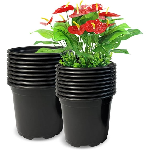 2/3/5 Gallon Pots for Plants,Flexible Gallon Plastic Nursery Pots with Drainage Holes, Plastic Pots for Outdoor Plants (2Gal-36pcs)