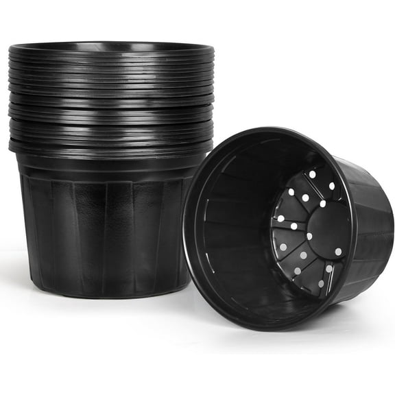 2/3/5 Gallon Pots for Plants,Flexible Gallon Plastic Nursery Pots with Drainage Holes, Plastic Pots for Outdoor Plants (2Gal-36pcs)