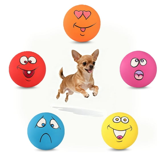 2/3/6 Pack 2.8" Smiley Face Squeaky Dog Toys Soft Dog Balls Latex Rubber Squeak Dog Toys for Small Medium Puppy Pet Dogs (Emoji)