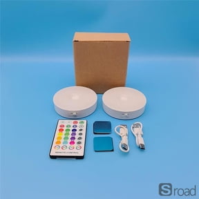 2/3/6 Pack LED Under Cabinet Lights With Remote Control, RGB Color Changing Dimmable Lights Rechargeable Battery Powered Adhesive Puck Lights For Kitchen Closet Night Light, Wardrobe, Halloween Decor