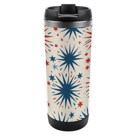 2.37.6in Stainless Steel Water Cup Double Layer Design Thermal Insulation Lock Cold Convenient And Practical Easy To Clean Independence Day Theme Star (5)