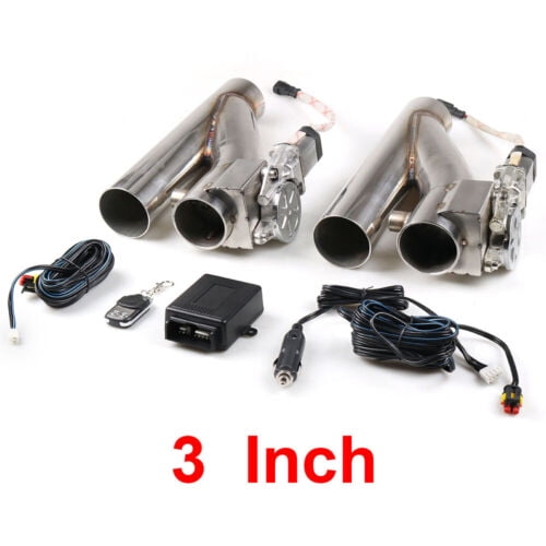 23" 76mm Electric Exhaust Valve Downpipe System Y Pipe With Remote Kit