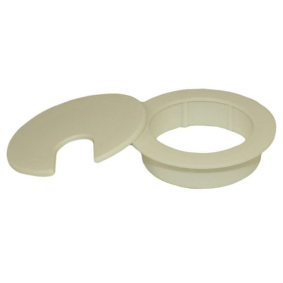 2 3/8" CUT-HOLE SIZE White Round Wire Management Grommet with Removable Lid