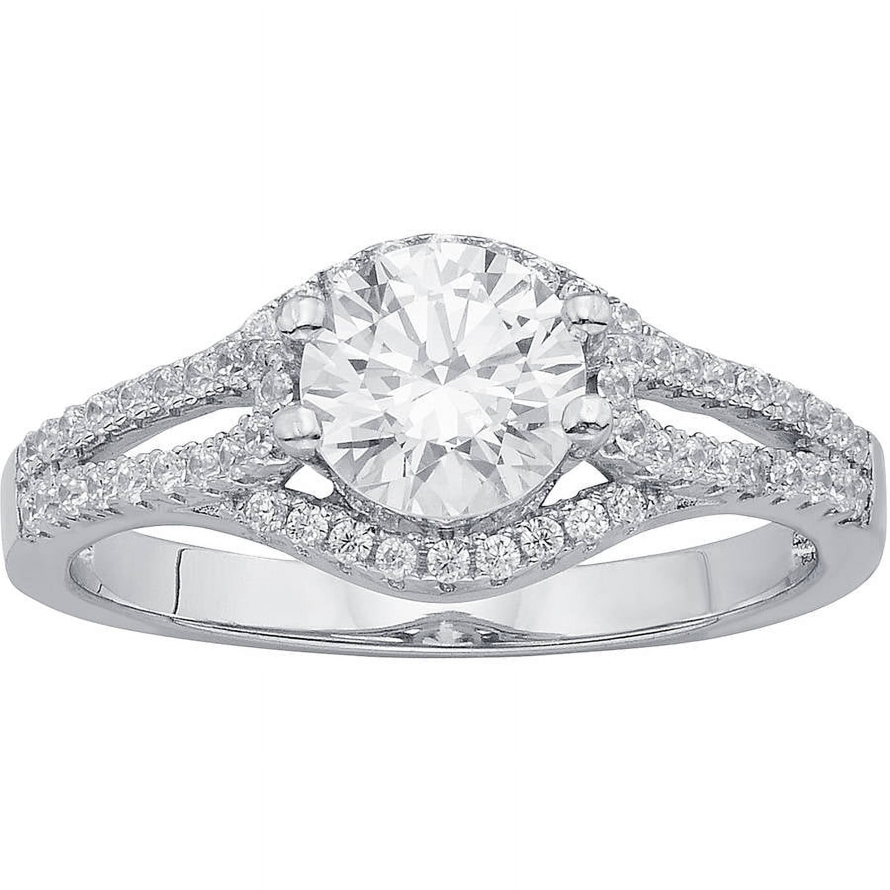 2 3/8 Carat T.G.W. Swarovski Crystal and CZ Sterling Silver Engagement Ring
