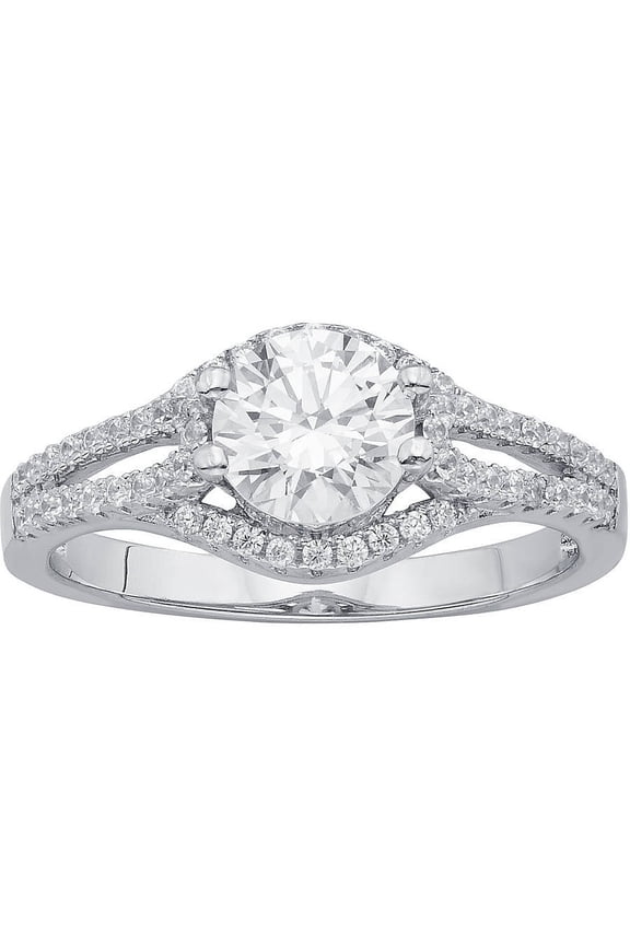 2 3/8 Carat T.G.W. Swarovski Crystal and CZ Sterling Silver Engagement Ring