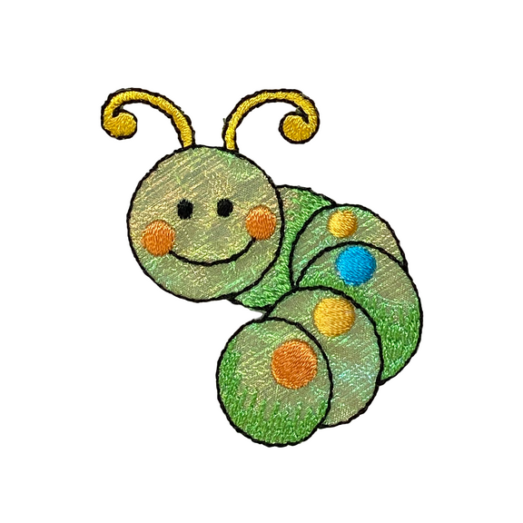 (2-3/8") Caterpillar with Polka Dots - Shimmery - Embroidered Patch/Iron on Applique