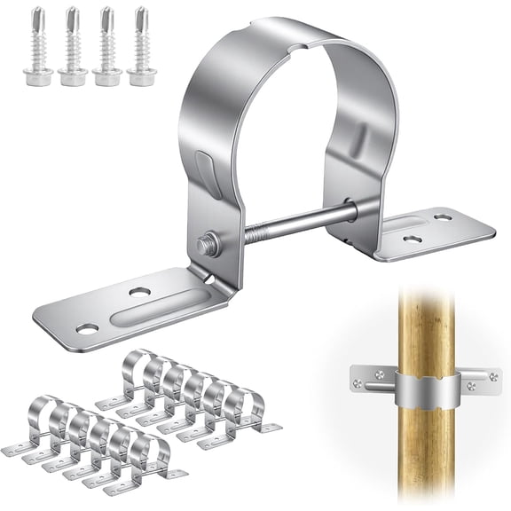 2-3/8" Fence Brackets 12Pcs, Galvanized Pipe Grip Tie Steel to Wood Fence Brackets Metal Brackets for Metal Posts ( Include 48 Pcs Screws)
