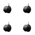 thumbnail image 1 of 2-3/8 Inch Floor Safe Black Hooded Twin Wheel Caster 5/16 Threaded Stem Set 4, 1 of 2