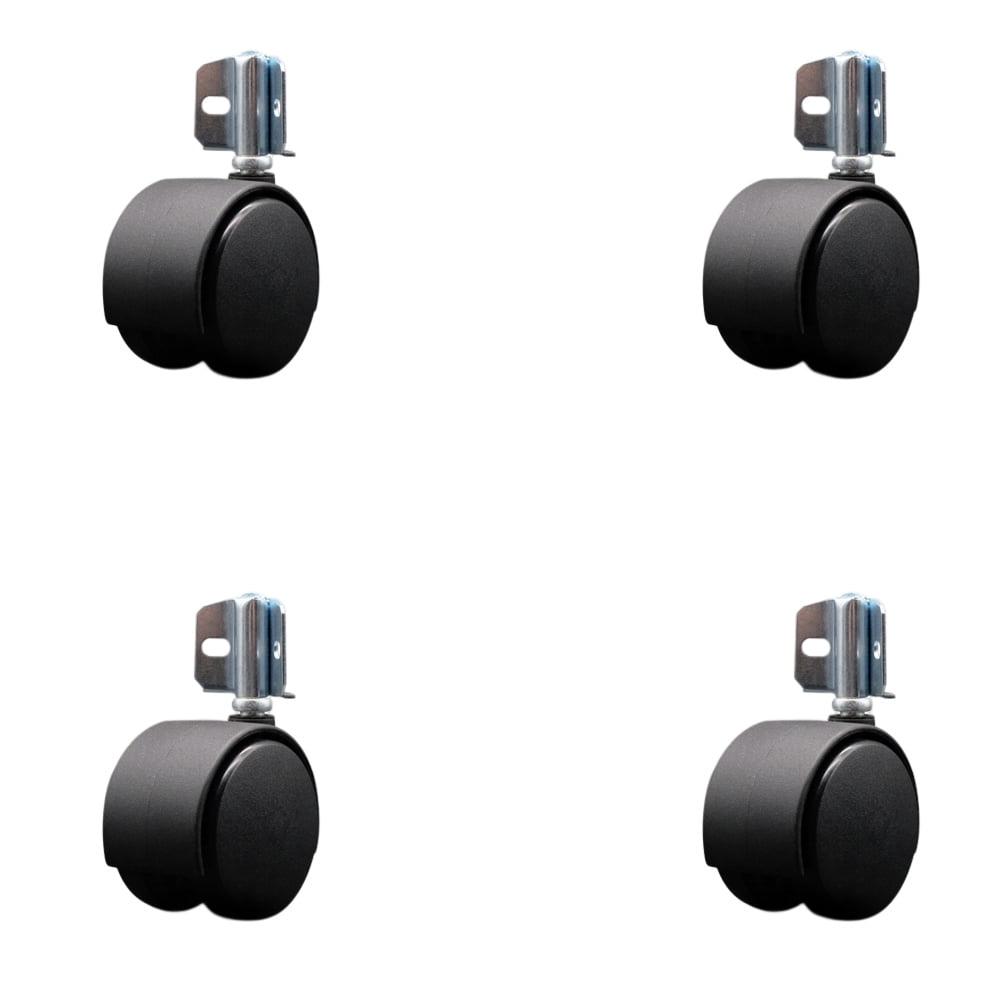 2-3/8 Inch Nylon Twin Wheel Caster with Corner Mounting Bracket – Set of 4 – SCC