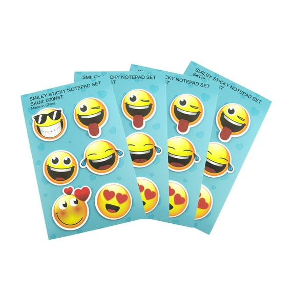 2-3/8" Round Emoji Self Adhesive Sticky Note Pads in 6 Designs, 24 Pack