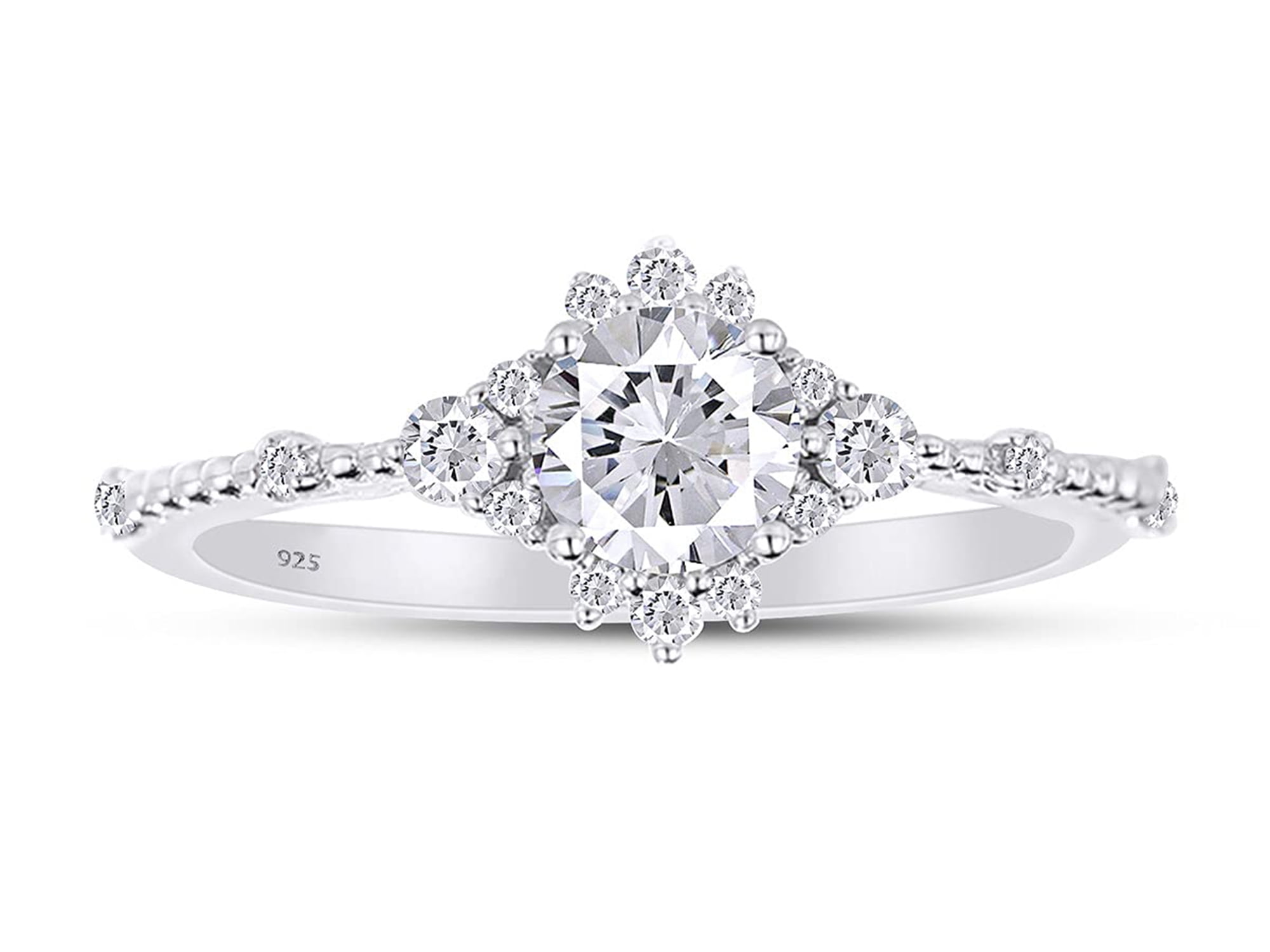 14K White Gold Real Diamond Accented Ring Channel Set 4.85 CT TW  (Moissanite Center) 