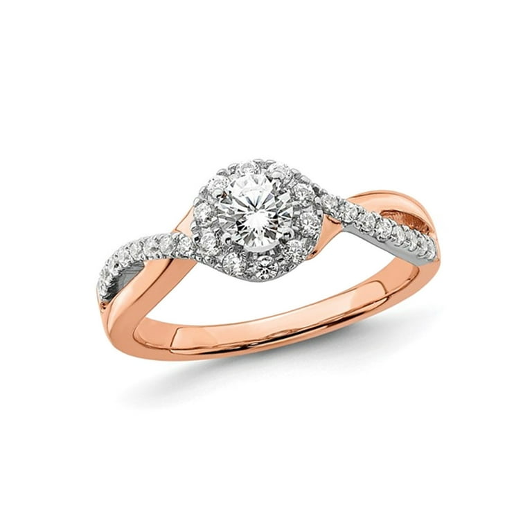 10k White Gold Lab Grown Diamond SI1/SI2, G H I, Halo Twist Engagement Ring 10k White Gold Lab Grown Diamond SI1/SI2, G H I, Halo Twist Engagement Ring
