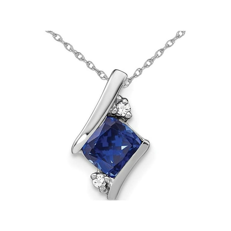 2/3 Carat (Ctw) Lab-Created Blue Sapphire Pendant Necklace in - Main Image