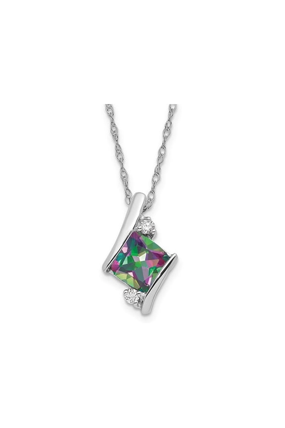 2/3 Carat (Ctw) Mystic-Fire Topaz Pendant Necklace Sterling Silver with Chain for Women