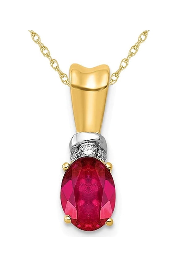 2/3 Carat (Ctw) Natural Ruby Solitaire Pendant Necklace in 14K Yellow Gold with Chain for Women