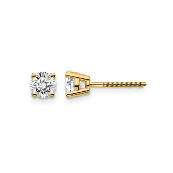 2/3 Carat (Ctw VS2-SI1, D-E-F) Lab Grown Diamond Solitaire Stud Earrings in 14K Yellow Gold with Screwbacks for Women