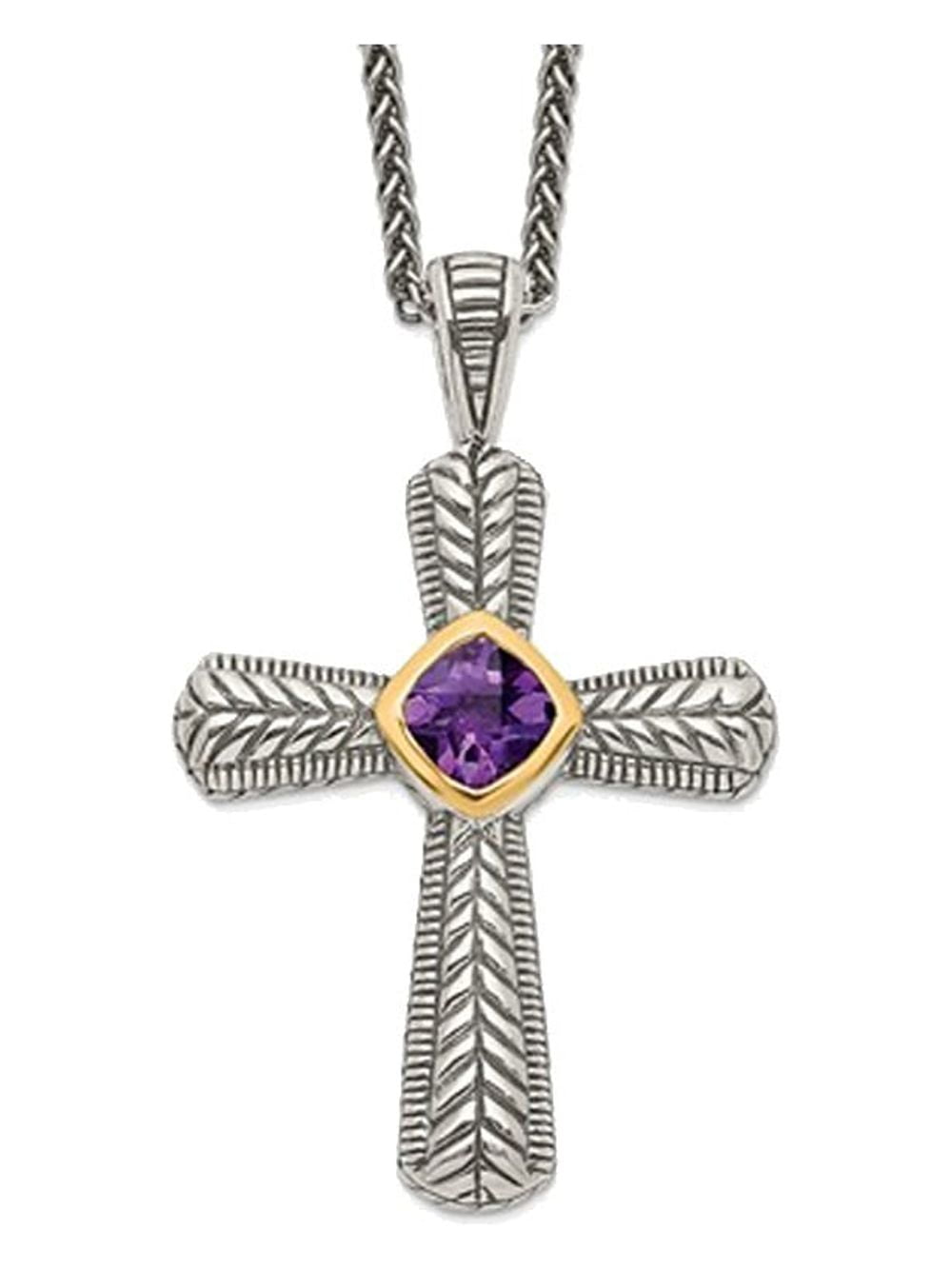 Sterling silver amethyst cross necklace store