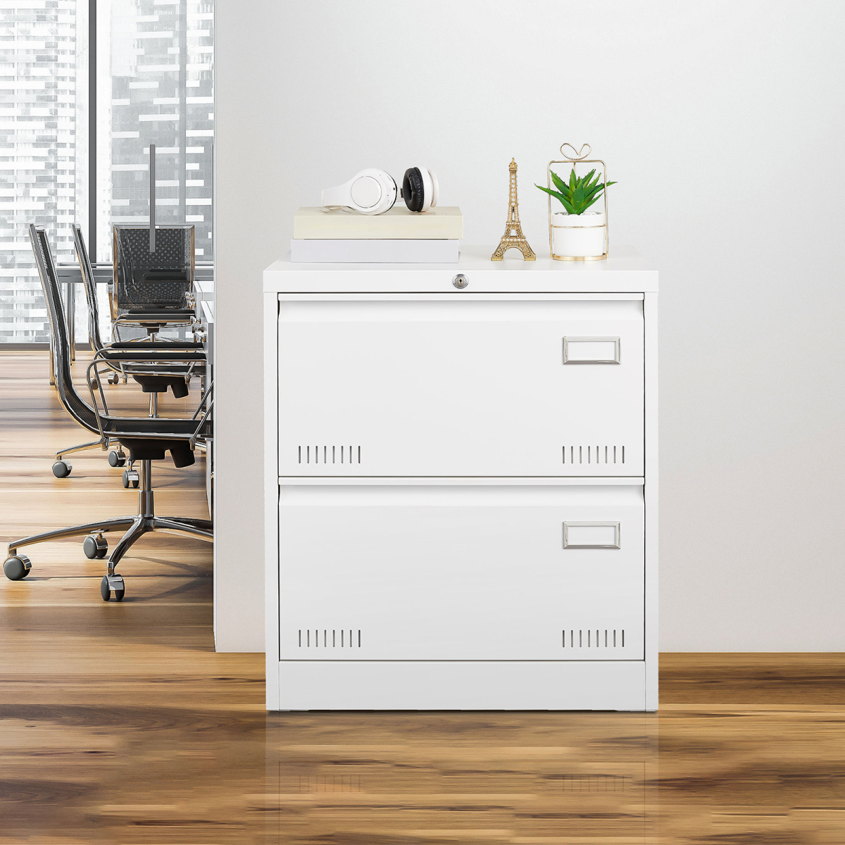 2/3 Drawer Locking Lateral File Cabinet White Metal Storage for Legal/Letter/A4/F4 Files