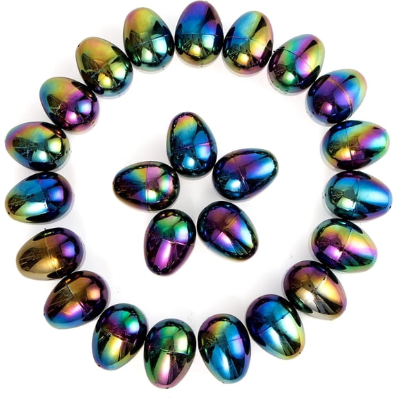 2.3'' Easter Eggs, 24 Pcs Plastic Eggs Metal Color for Filling Specific Treats, Colorful Easter Theme Party Favor, Classroom Prize Supplies