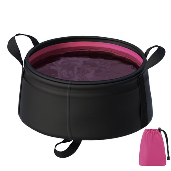 2.3 Gallon Collapsible Bucket, Foldable Wash Basin with Handle – Portable Camping Sink, Lightweight Camping Water Container for Hiking,RV Travel & Outdoor Use, Space-Saving Foldable Basin