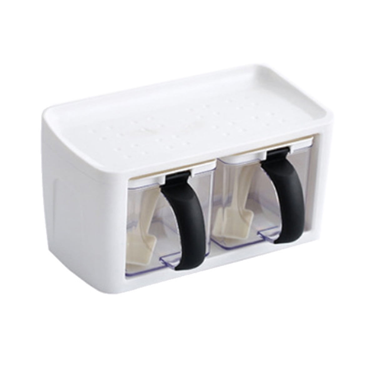 2/3 Grids Spice Rack with Handle, Cover & Spoon, Clear Kitchen Salt ...