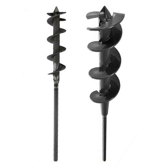 2" & 3" HD Garden & Trapping Dirt Drill Auger Bit with 1/2" Hex Shaft - 2 Piece Kit