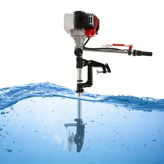 2.3HP Portable Outboard Motor Lightweight 2Stroke Boat Engine with Easy Pull Start & Fuel Tank High Torque for Small Boats, Fishing & Recreational Use