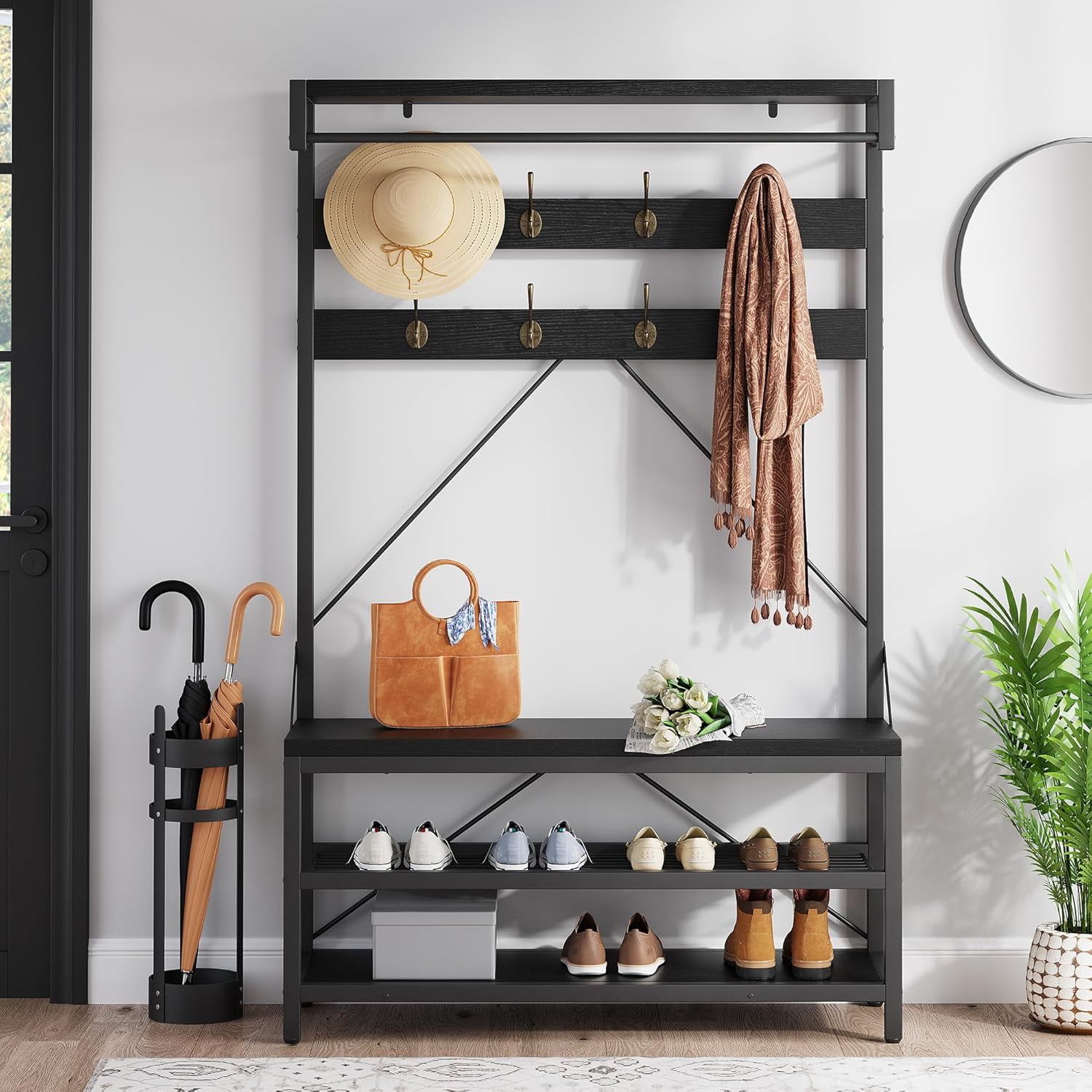 Coat Rack Shoe Rack Combo 2#3-In-1 Entryway Coat Rack With Shoe Storage Bench - Walmart.com