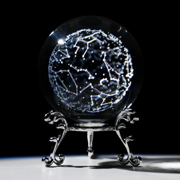 2.3" 3D Constellation Laser Engraved Crystal Ball Paperweight Home Table Decor
