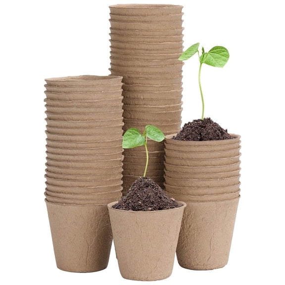 2.3 inch Round Seedling Pot, Paper Pulp Nursery Cups,Biodegradable Seed Starting Kit,Small Planting Trays Flowers Pots,Gardening Supply,for Indoor Outdoor Plant Starter 50 Pcs
