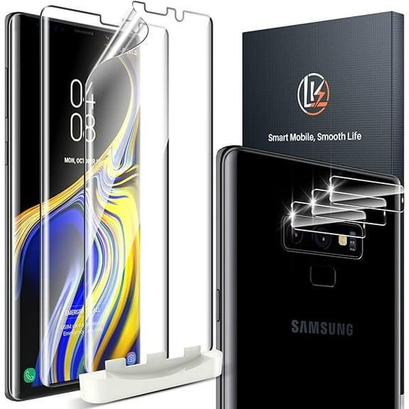 [2+3 Pack Compatible for Samsung Galaxy Note 9, 2 Pack Screen Protector + 3 Pack Camera Lens Protector, in-Display Fingerprint Support, HD Ultra-Thin, Flexible TPU Film for galaxy note 9
