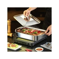 [2/3-Pack] Large Capacity Non-Stick Roasting Pans - Thickened Stainless Steel with Lids for Gatherings/Baking & Holiday Gifts