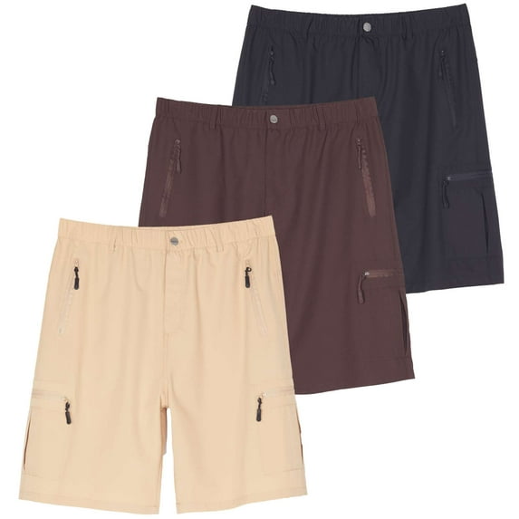 2 & 3 Pack: Men's Hiking Cargo Shorts Fishing Outdoor Tactical Travel Camping Casual Golf 5 Zipper Pockets