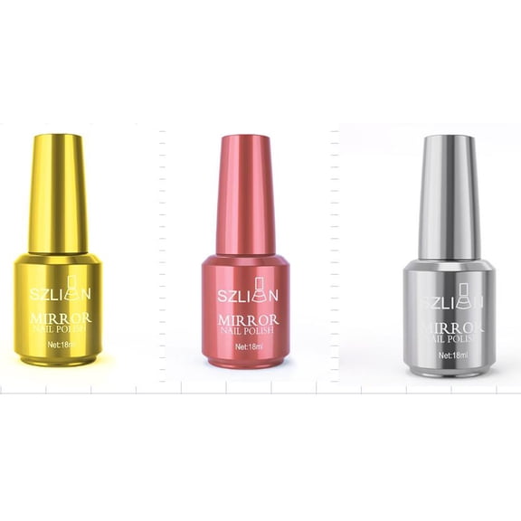 2/3 Pack Nail Polish, 18ml Metallic Mirror Effect Metal Long-Lasting Quick Dry Nail Lacquers, Shiny Chrome DIY Manicure, Metallic Mirror Glitter Nail, 12 Colors