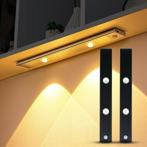 2/3 Pack USB Rechargeable LED Motion Sensor Cabinet Lights - Dimmable 3 Color Modes (3000K/4500K/6000K) Night Light for Bedroom/Kitchen/Staircase - Best Christmas Gift for Piano/Dance Studio &Reading