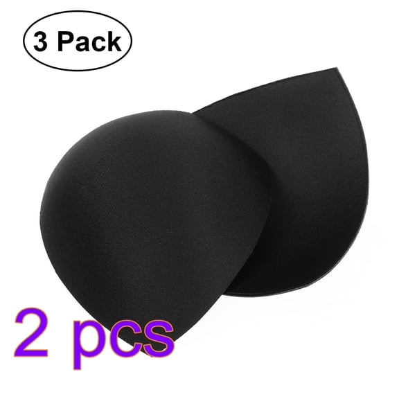 2*3 Pair Womens Removable Smart Cups Bra Inserts Pads For Swimwear Sports (Black)