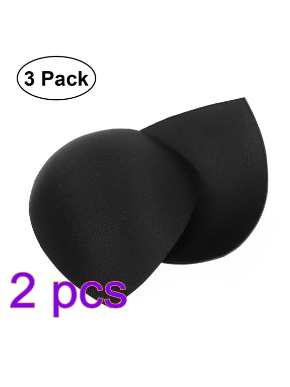 3 Pairs Women’s Removable Bra Insert Pads, 6 Black Cup Pads for Swimwear, Sports Bras and Bikini Tops