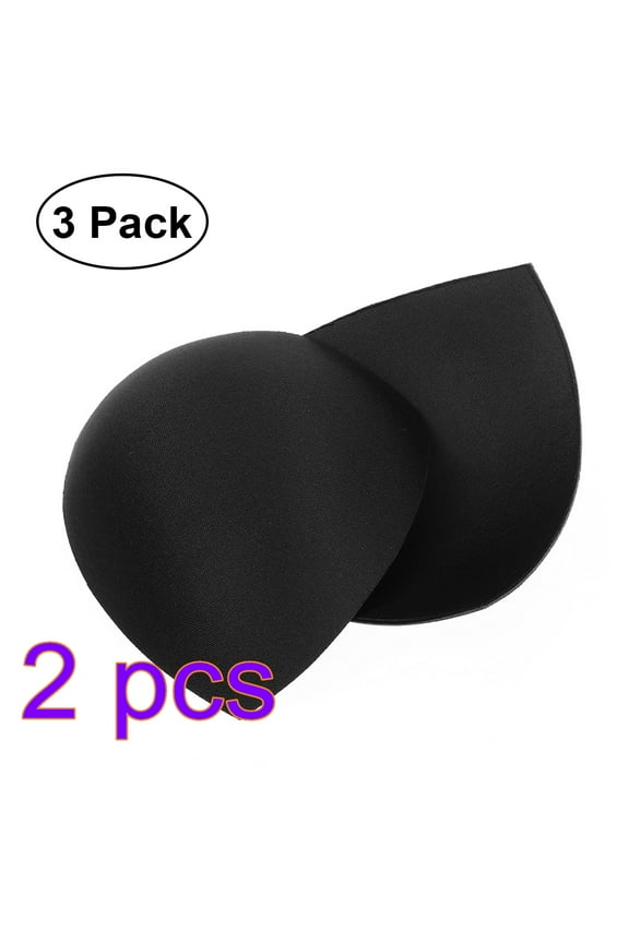 2*3 Pair Womens Removable Smart Cups Bra Inserts Pads For Swimwear Sports (Black)