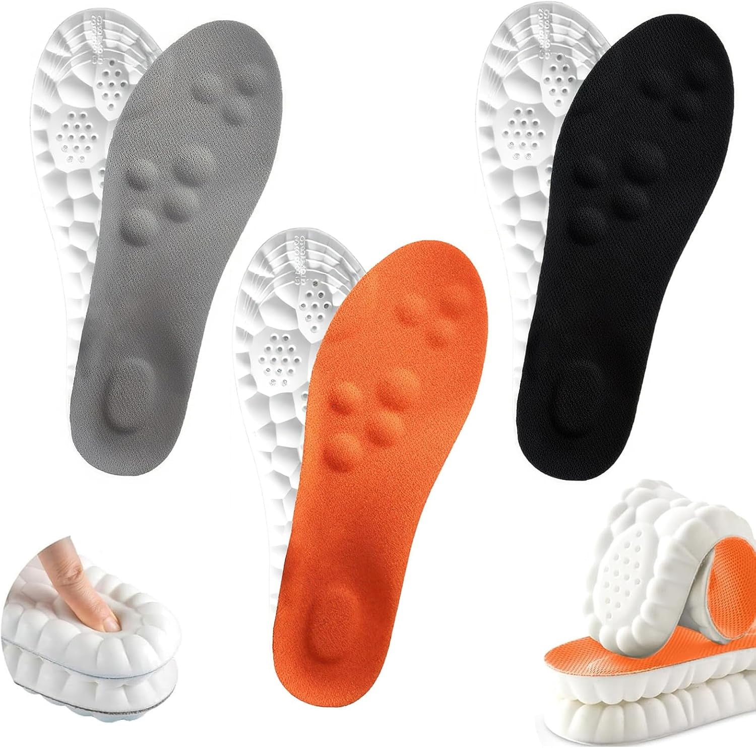 Path Feel Insole 2/3 Pairs of Men's Walking Shoe Insoles, Upgraded 4D Memory Foam Cloud ...