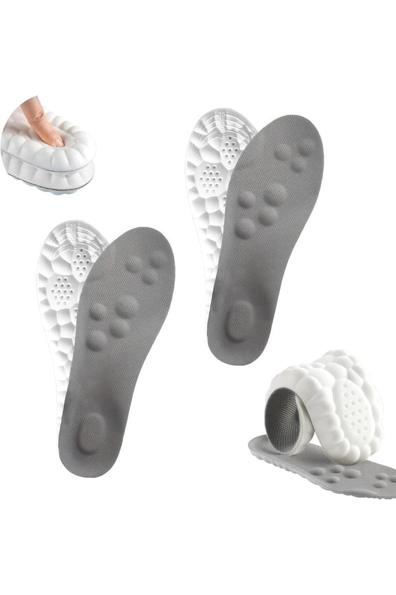 2/3 Pairs of Men's Walking Shoe Insoles, Upgraded 4D Memory Foam Cloud-Feel Insoles, with Arch Support, Comfortable and Breathable, Shock Absorption and Massage, Suitable for Various Shoe Types.