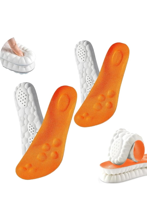 2/3 Pairs of Men's Walking Shoe Insoles, Upgraded 4D Memory Foam Cloud-Feel Insoles, with Arch Support, Comfortable and Breathable, Shock Absorption and Massage, Suitable for Various Shoe Types.