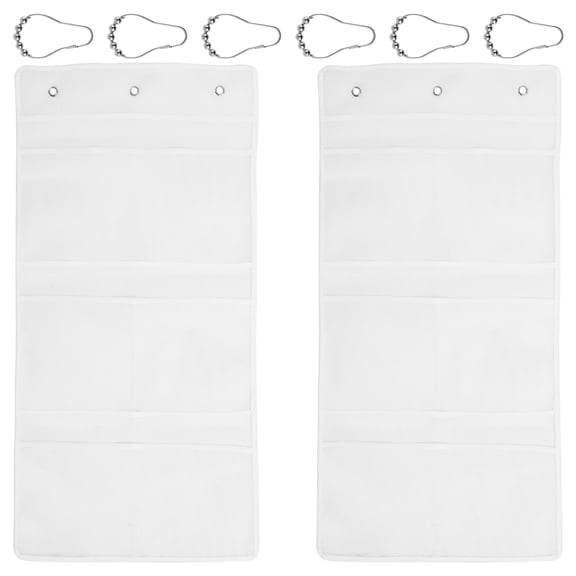 2/3 Pcs 7 Pockets Mesh Shower Caddy with Hooks Hanging Mesh Shower Organizer Fast Dry Shower Curtain Caddy Bath Toy Organizer for Shampoo Soap Loofah White