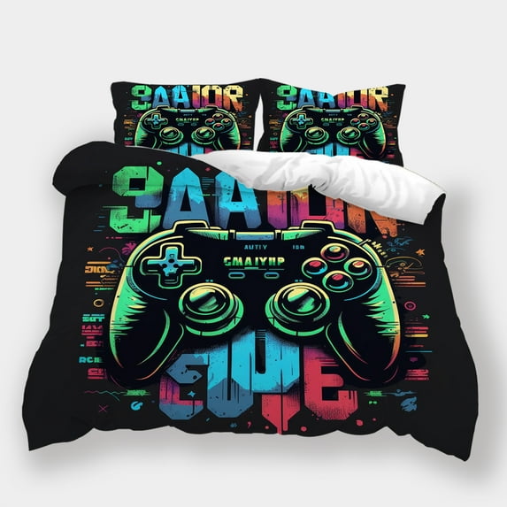 2/3 Pcs Bedding Set Game Handle Printed Comforter Cover Pillowcase Highend Bedroom Decor,King (90"x104")